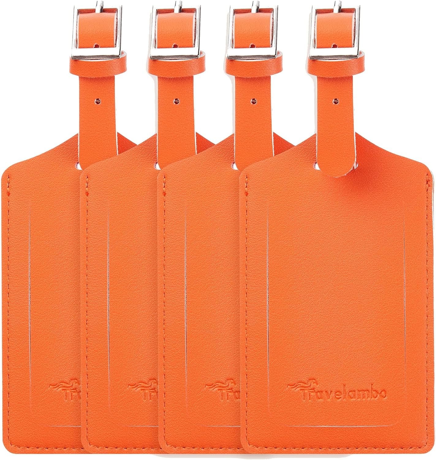 Travelambo Luggage Tags for Suitcases PU Leather Travel Tags Bag Tags Privacy Protection Travel Essentials
