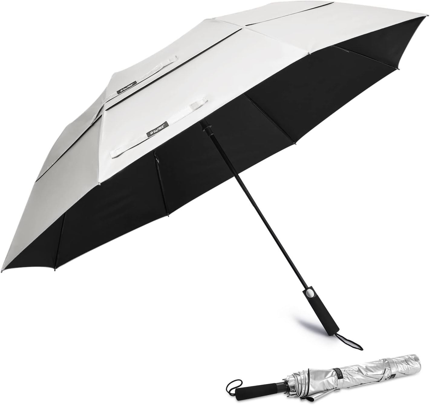 G4Free 62 Inch Portable UV Protection Large Golf Umbrella, Automatic Open Double Canopy Big Sun Windproof Oversize Sports Umbrella