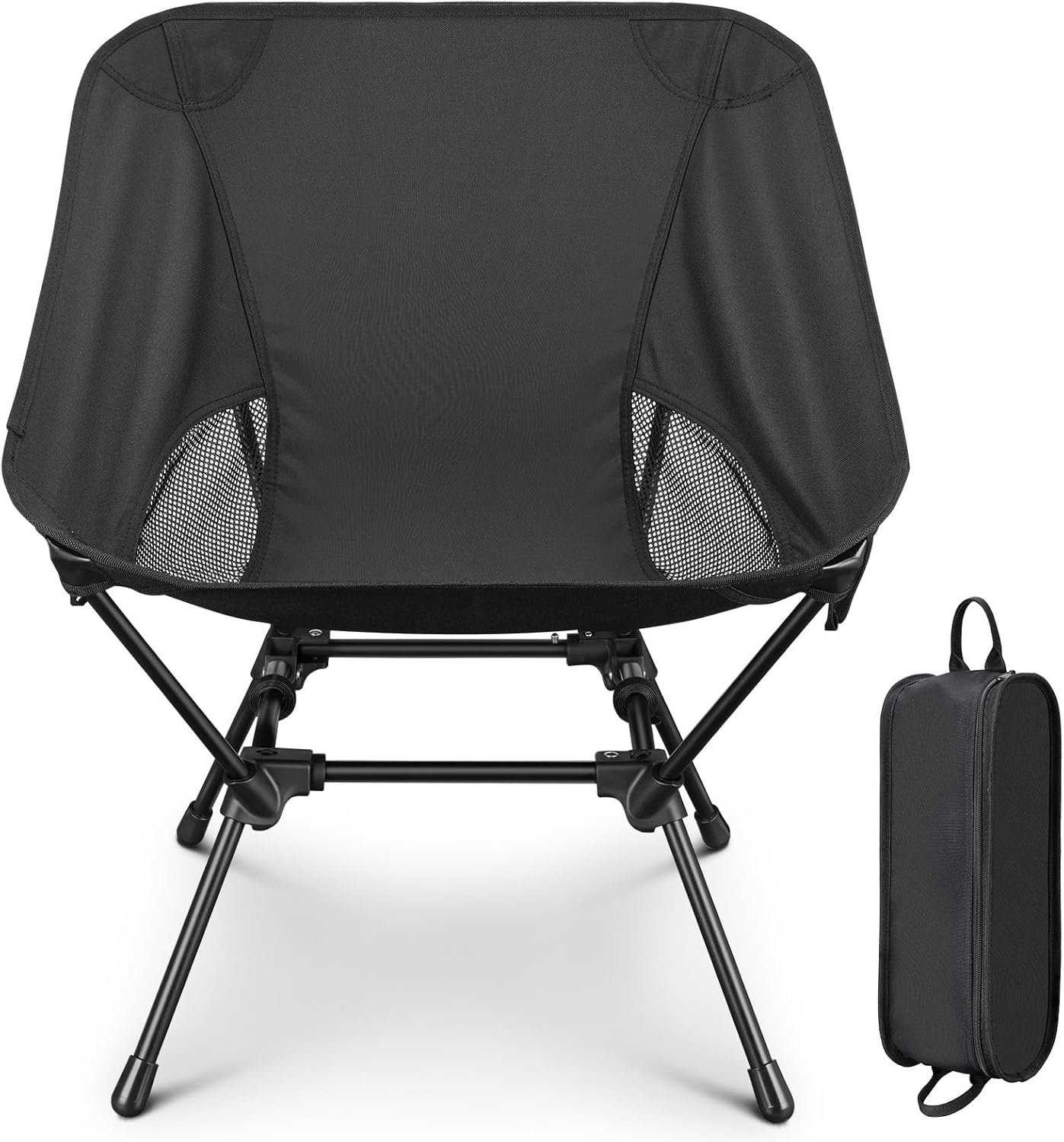 CVLIFE Camping Chair Portable Folding Backpacking Chair for Outside Hunting Fishing Hiking Black