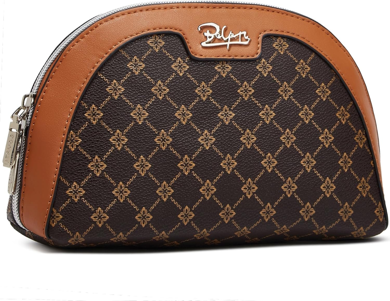 BOYATU Small Travel Makeup Bag for Women: Elegant Vegan Leather Cosmetic Pouch for Purse – Waterproof Toiletry Bag with Mirror(010-coffee)