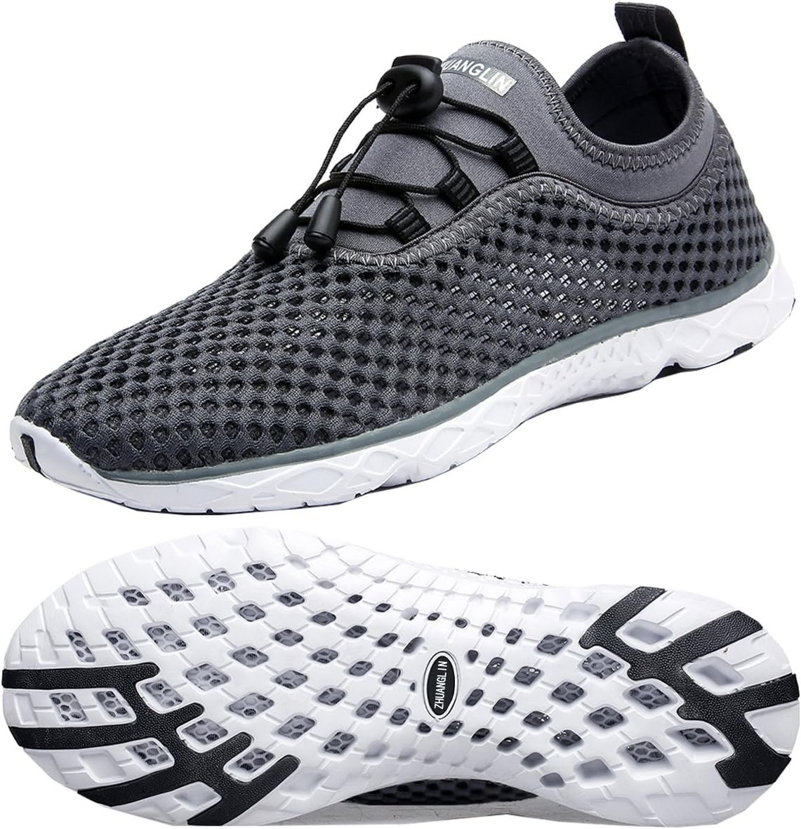Men’s Quick Drying Aqua Water Shoes,3-Second Drainage & All-Terrain for Swimming,Hiking,Yoga