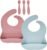 Silicone Baby Bibs 2 pcs with Silicone Baby Spoons Self Feeding Waterproof, Soft