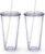 Zukro Clear Acrylic Tumbler with Straw and Lid 32 oz, Double Walled Insulated Reusable Plastic Iced Coffee Cup, To Go Cup Perfect for Parties, Birthdays, Fit in Cupholder, BPA Free, Clear, 2 Pack