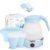 Travel Foldable Electric Kettle, Portable Kettle for Fast Water Boiling Tea Coffee, with 1 Collapsible Bowl and 2 Cups, Food Grade Silicon, 600ML 110V