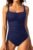 Aqua Eve One Piece Bathing Suit for Women Tummy Control Swimsuit Slimming Vintage Swimwear
