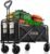 Collapsible Wagon Cart Foldable 120L 360lbs Capacity, Lightweight Portable Beach Wagon, Shopping Carts with Wheels for Grocery, Camping, Shopping, Beach, Garden Cart