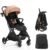 Gravity Folding Baby Stroller – Portable Travel Toddler Stroller w/Adjustable Backrest, Canopy & Cup Holder, Lightweight and UV Protected, One-Hand Automatic Folding – Khaki
