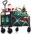 Collapsible Wagon with Wheels, 370lbs Weight Capacity Foldable Beach Wagon with Flexible Handle Portable Utility Wagon Cart for Outdoor, Grocery, Garden, Camping