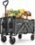 Navatiee Portable Foldable Collapsible Wagon with Wheels, 220lbs Weight Capacity Utility Grocery Shopping Cart, Lightweight Mini Folding Wagon for Outdoor, Grey