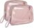 BAGSMART TSA Approved Toiletry Bag, 2 Pack Clear Makeup Cosmetic Bag Organizer, Quart Size Travel Bag for Toiletries, Carry-on Travel Accessories Essentials – Pink