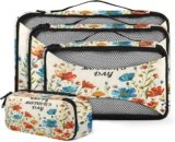 Happy Mothers’ Day 4 Set Packing Cubes Luggage Organizer Bags for Travel Accessories and Essentials, Mom Floral Colorful