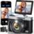 4K Digital Camera for Photography, WiFi 64MP Autofocus Vlogging Camera for YouTube, 3″ 180° Flip Screen, 16X Zoom Antishake Compact Point and Shoot Travel Cameras with 32GB SD Card, 2 Batteries, Black