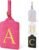 Initial Luggage Tags for Suitcases, Cute Embroidered Letter Luggage Bag Suitcase Identifier Name Baggage Tag, PU Leather Travel Luggage Tags, Bag Tags for Men Women Kids Luggage Handbags(Rosered A)