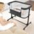 AMKE Baby Bassinet Bedside Sleeper, Portable Bassinet with Wheels, 6-Height Adjustable & Fold Down Side, Full Breathable Mesh Bedside Crib for Baby with Mattress Pad, Easy to Install, Dark Grey