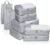 Packing Cubes for Travel, 8 Set Packing Organizers with Zipper Pulls and Mesh Top Panel – Light-weight Travel Cubes for Carry On and Suitcases, Light Gray
