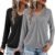 2 Pack Women Tops Long Sleeve Shirts V Neck Loose Fit Soft Casual Solid Color T-Shirts Fall Clothing