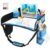 Kids Travel Tray, Kids Travel Trays for Car Seat, Road Trip Essentials for Toddler, Carseat Lap Tray with Dry Erase Board & Storage Organizer for Road Trip Activities for Kid, Light Blue
