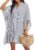 Ekouaer Women’s Swimsuit Cover Up 3/4 Sleeve Beachwear Bikini Coverups Button Down Oversized Cover Up Shirt S-3XL