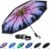 G4Free 42 Inch Eco Windproof Folding Umbrella for Rain & Sun 9 Ribs Wind Resistant Strong Fiberglass Double Canopy with Reflective Strip for Women Men Auto Open Close For Car & Backpack