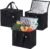 VENO 3 Pack Insulated Reusable Grocery Shopping Bag, Food Delivery, Cooler Bag, Heavy Duty, Large Size, Durable Handles, Dual Tab Zips, Lid, Stands Upright, Collapsible, Sustainable (Black, 3 Pack)