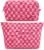 SOIDRAM 2 Pieces Makeup Bag Large Checkered Cosmetic Bag Capacity Canvas Mix Travel Toiletry Bag Organizer Cute Makeup Brushes Aesthetic Accessories Storage Bag for Women, Checkered Mix Rose Red