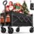 Collapsible Wagon Cart 220lbs Beach Foldable Wagon Lightweight & Portable Folding Utility Grocery Shopping Carts with Wheels for Shopping Garden and Sports